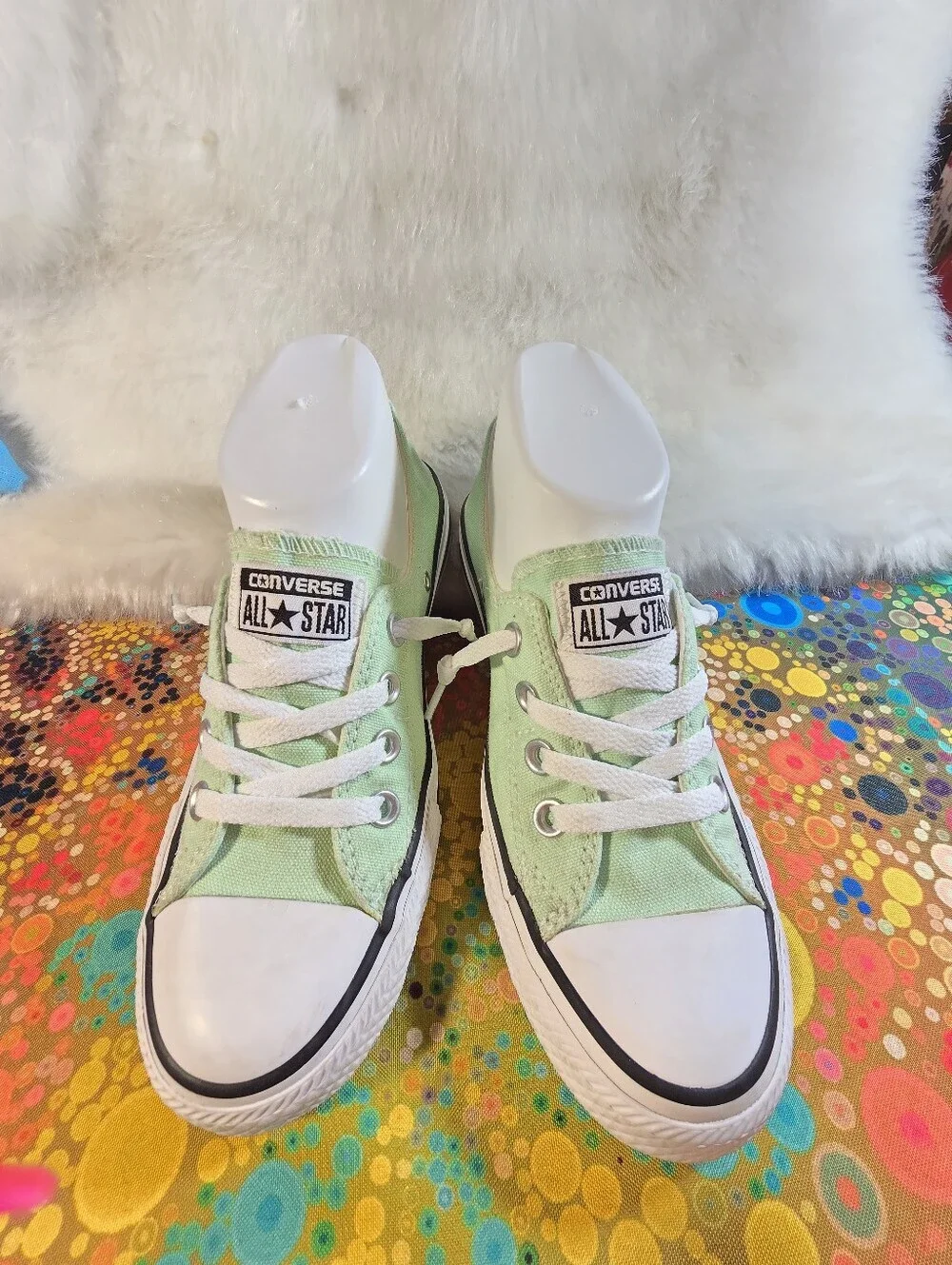 Converse All Star Women's Low Top Sneakers in Sage Green and White